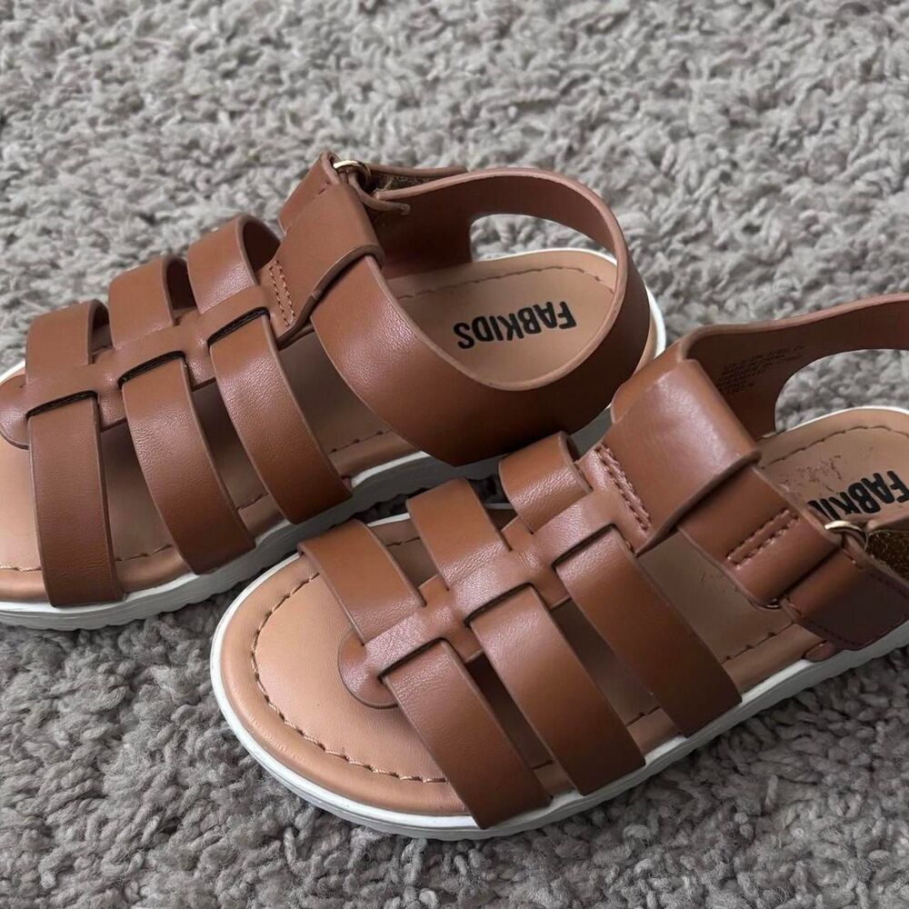 Fabkids Toddler Girl Brown and Tan Sandals